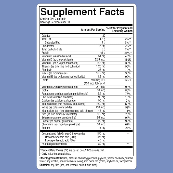 Biostime Advanced Prenatal Vitamins for Women | 20 Nutrients, Multivitamin, Folic Acid, Iron, Prebiotic and Omega 3 EPA & DHA Fatty Acids | Pregnancy Vitamins & Support Supplement | 90 Softgel Pills