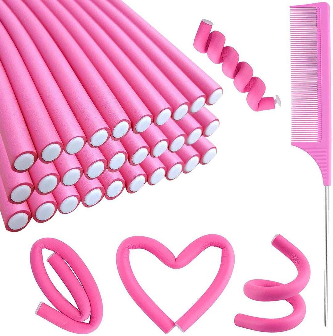 30Pcs 9.45'' Flexi Rods Curlers Set For Short And Long Hair, No Heat Foam Rollers With Steel Comb Buytta