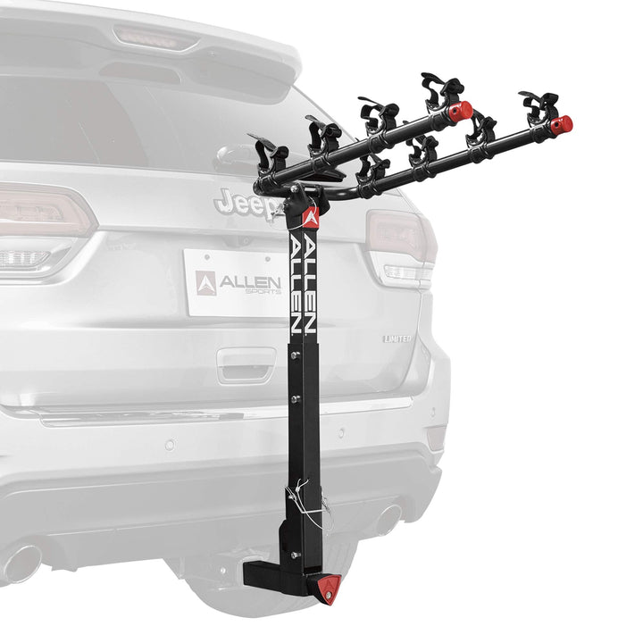 Allen Sports Deluxe Locking Quick Release 4-Bike Carrier for 2 Inch Hitch, Model 542QR, Black & Sports 8 Ft Polyester Cargo Straps with Padded Cam Buckles (500 lb Break Strength), Model 508S