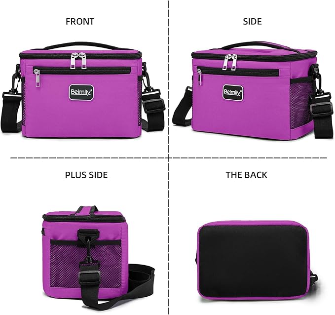 BEIMILY Lunch Bag for Women/Men,Reusable Lunch Box Small Cooler Bag Soft Sided,Leakproof Cooler Bag for Office Work Picnic Beach with Adjustable Shoulder Strap (rose purple), 2311A