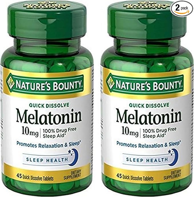 Nature's Bounty Melatonin Quick Dissolve Tablet, Sleep Support, 10 mg, Tablets, 45 Ct (2 Pack)