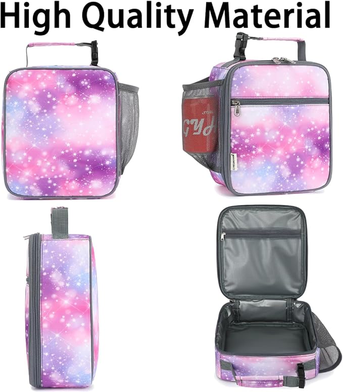 Lunch Box for Kids Boys Girls Men Women, Insulated Small Soft Cooler Lunch Bag Kit for School Work Picnic Travel - Reusable Portable lunchbox,Galaxy
