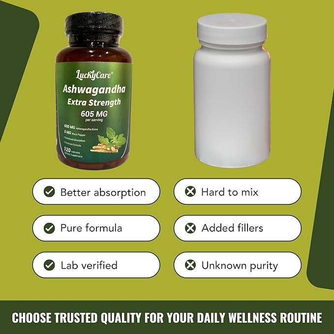 Ashwagandha Extract, Extra Strength Capsules with Black Pepper Extract, Premium Root Extract Formula - Made in USA (600mg, 120 Capsules)