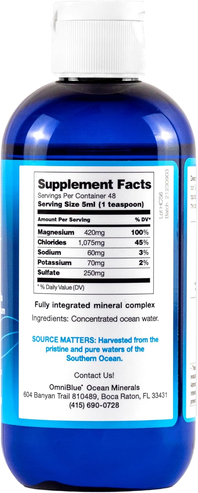 Ocean Minerals Liquid Magnesium (420mg) & 70+ Trace Minerals | Natural Remineralization for Muscle Wellness, Deep Sleep, Smooth Digestion, Heart Function | 8oz Bottle