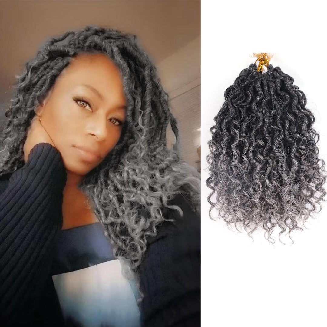 Grey Crochet Hair 7 Pcaks Short Goddess Locs Crochet Hair For Black Women 8 Inch Crochet Goddess Faux Locs Pre Looped Bohemian L