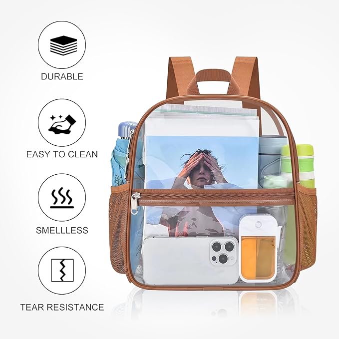 USPECLARE Clear Backpack Stadium Approved 12X11x6, Waterproof Clear Bag Stadium Backpack for Concert Work Sport Event