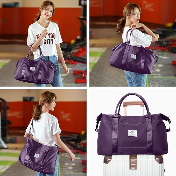Travel Duffel Bag,Sports Tote Gym Bag,Shoulder Weekender Overnight Bag for Women
