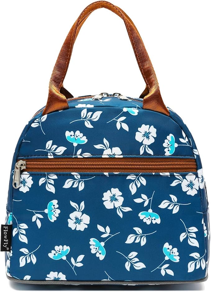 FlowFly Insulated Lunch Cooler Bag - Tote Bag Organizer for Women/Men, Floral