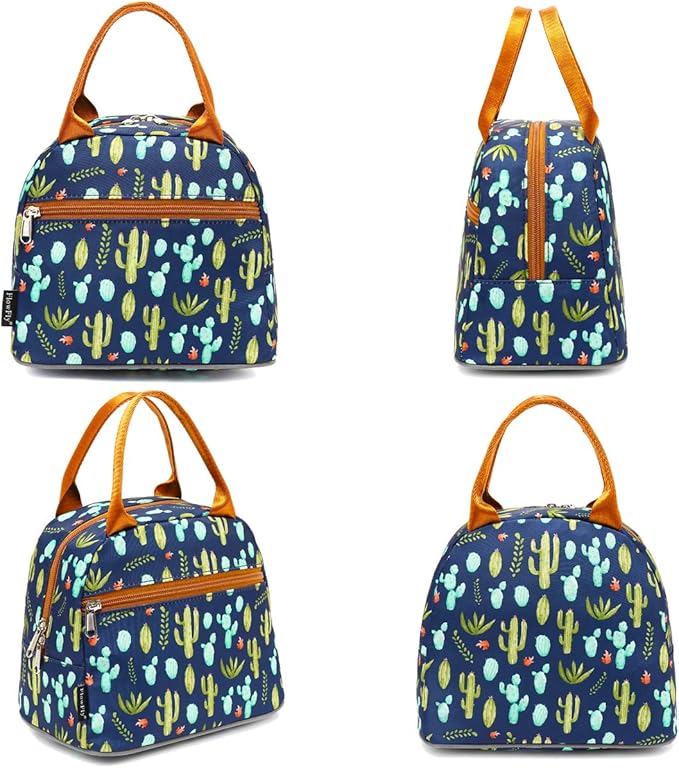FlowFly Insulated Lunch Bag, Lunch Cooler Tote Organizer, Holder for Women/Men,Cactus