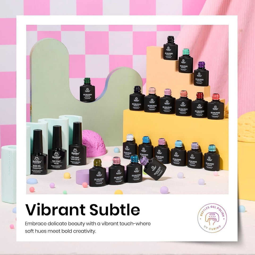 Beetles 23-Pc Glitter Gel Nail Polish Set | Brown, Pink, Blue, Green | UV Soak Off