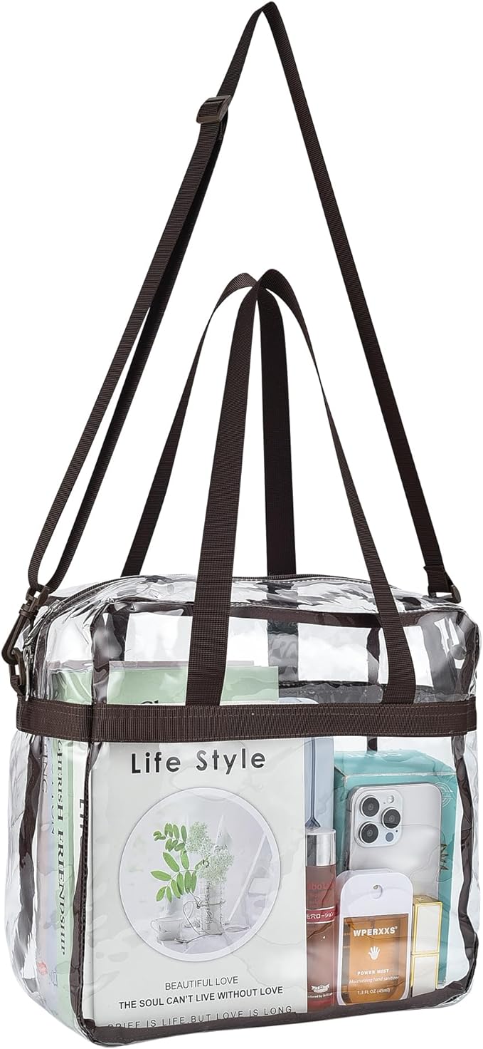 USPECLARE Clear Tote Stadium Approved, Security Travel & Gym Clear Bag for Work Sports Games Concerts