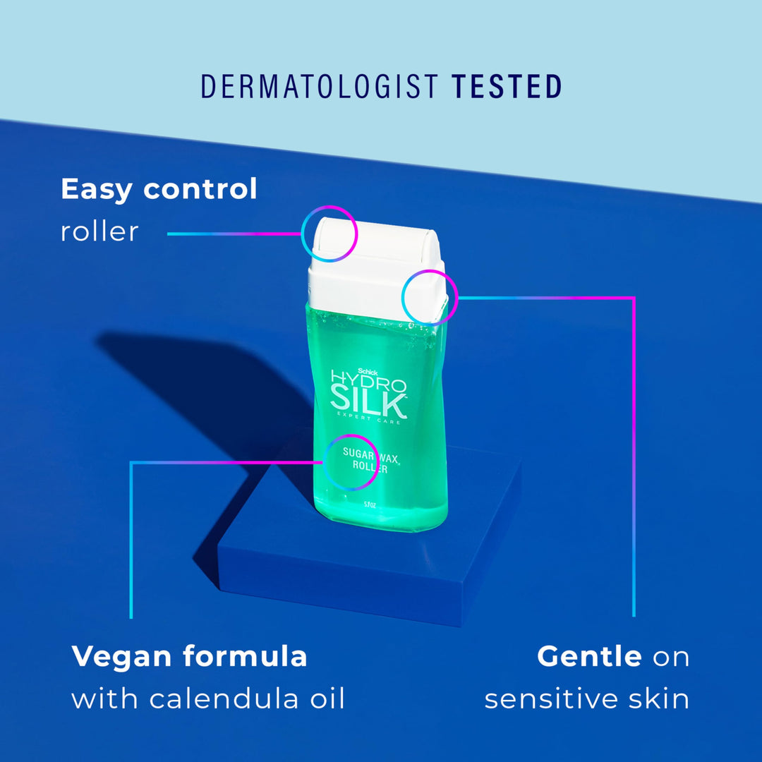 Schick Hydro Silk Sugar Wax Roller for Body + Pubic Hair Removal | Roll On Wax Kit for Body and Bikini Line Hair Removal