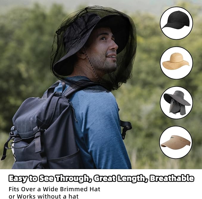 Wholelovein 8 Pack Mosquito Covers Wearable Head Net Face Mesh Protecting Net Mosquito Fly Insects Bugs