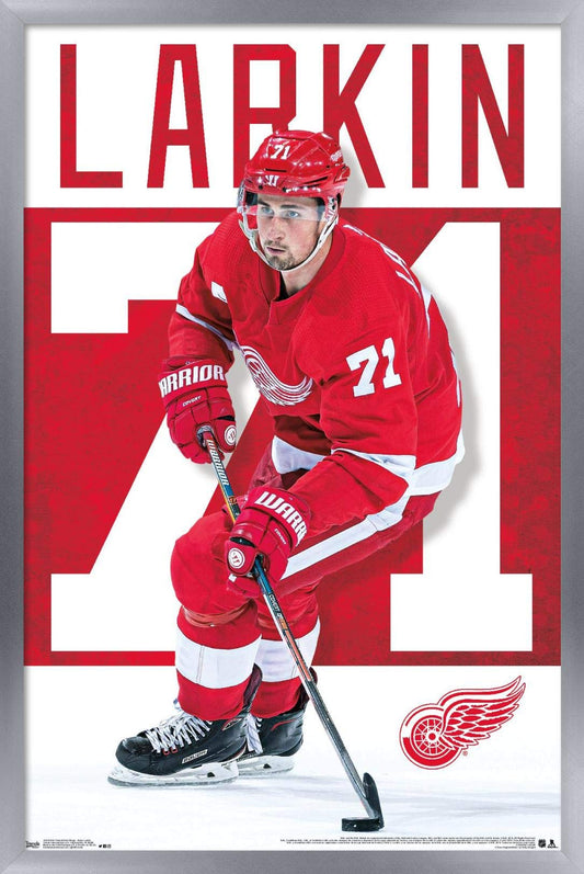 Trends International NHL Detroit Red Wings - Dylan Larkin Wall Poster, 14.725" x 22.375", Silver Framed Version