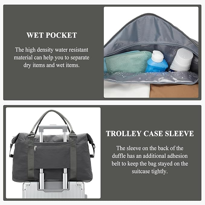 Travel Duffel Bag,Sports Tote Gym Bag,Shoulder Weekender Overnight Bag for Women