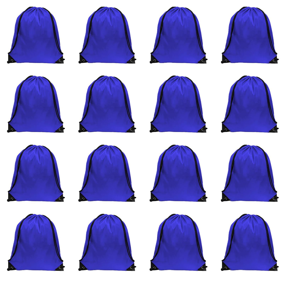 GoodtoU Drawstring Backpacks, Drawstring Bags Bulk Nylon Backpack Draw String Back Bag Cinch Sack Drawstring Gym Bag Drawstring Backpack for Sport, Traveling, Team (Blue, 16Pcs)