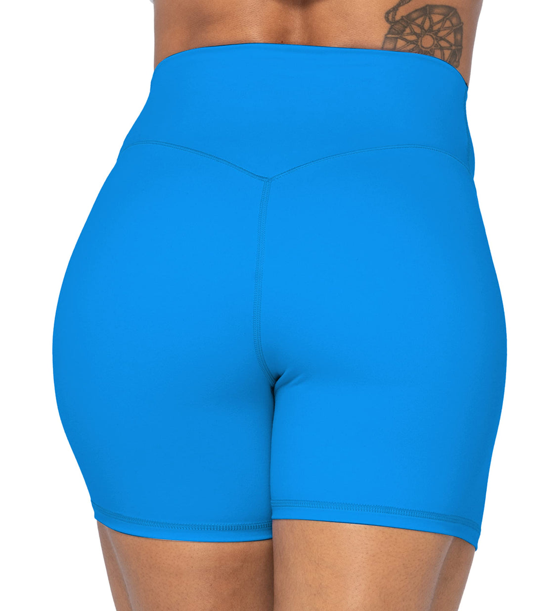 Sunzel 5" High Waist Biker Shorts for Women No Front Seam Soft Yoga Workout Gym Bike Shorts Tummy Control Squat Proof Blue