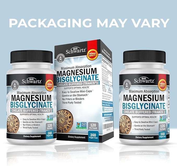 Magnesium Bisglycinate Chelated Supplement - High Absorption Magnesium Supplement for Muscle, Bone & Joint Support, Non-Laxative, Fully Buffered, Non-GMO, Maximum Bioavailability - 360 Capsules