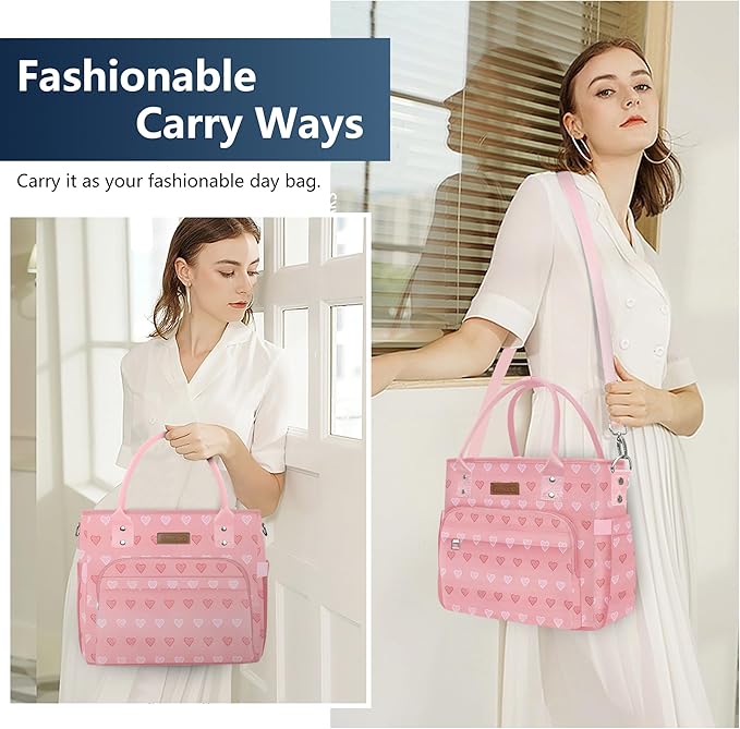 Lunch Bag Lunch Box Women - Leakproof Insulated Lunch Cooler Bag for Women - Large Lunch Tote Bags Adults, Pink Heart
