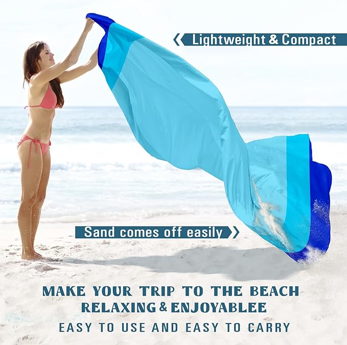 Beach Blanket Sandproof Waterproof 10'×9' 1-8 Adults Oversized,Compact Lightweight Durable Beach Mat for Travel Camping Hiking Picnic Blanket