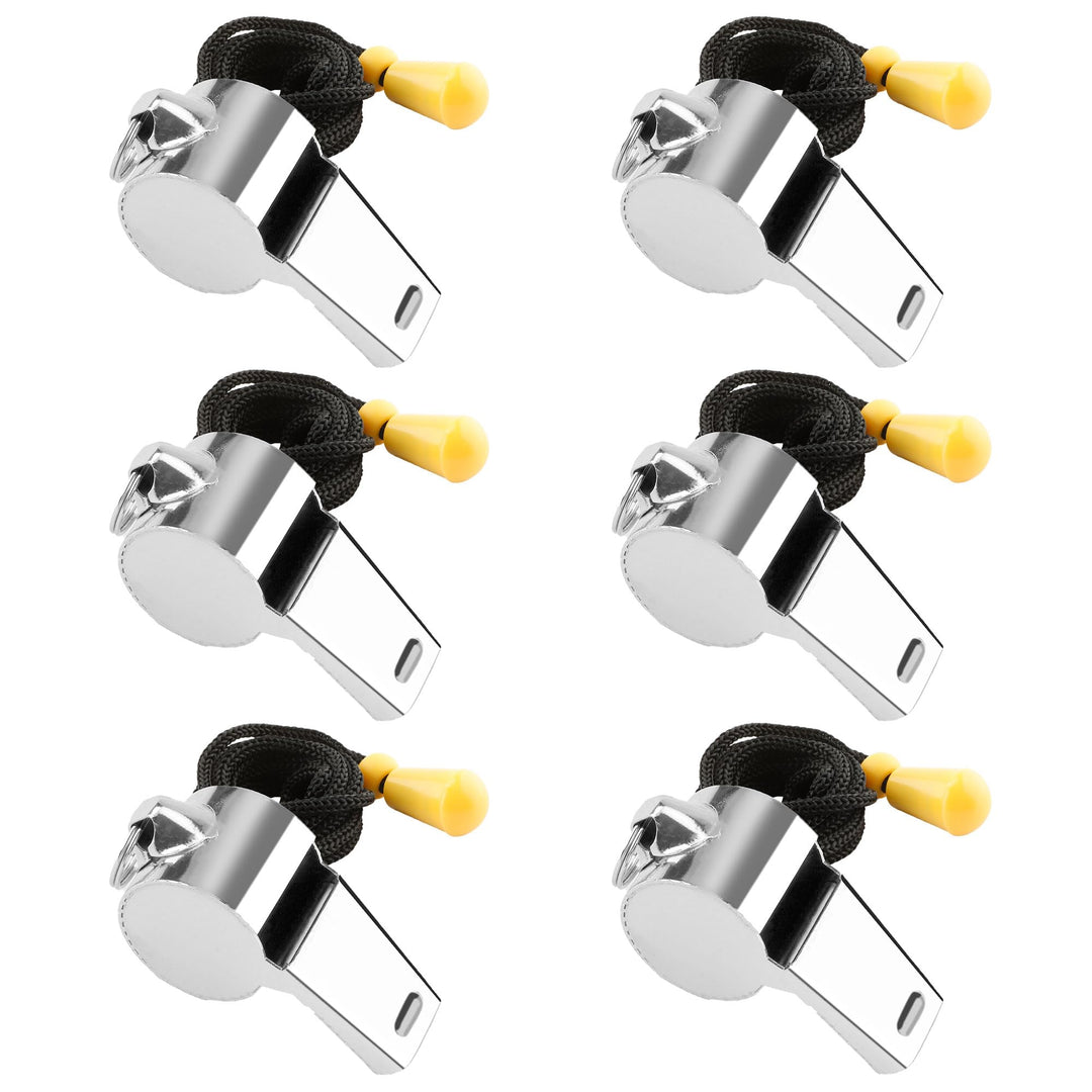 Bsofing 6 PCS Whistles, Whistle for Coaches, Referee Whistle, Coaches Whistle, Stainless Steel Sports Whistles, Whistle for Teachers, Whistles for Adults with Lanyard, Loud Crisp Sound
