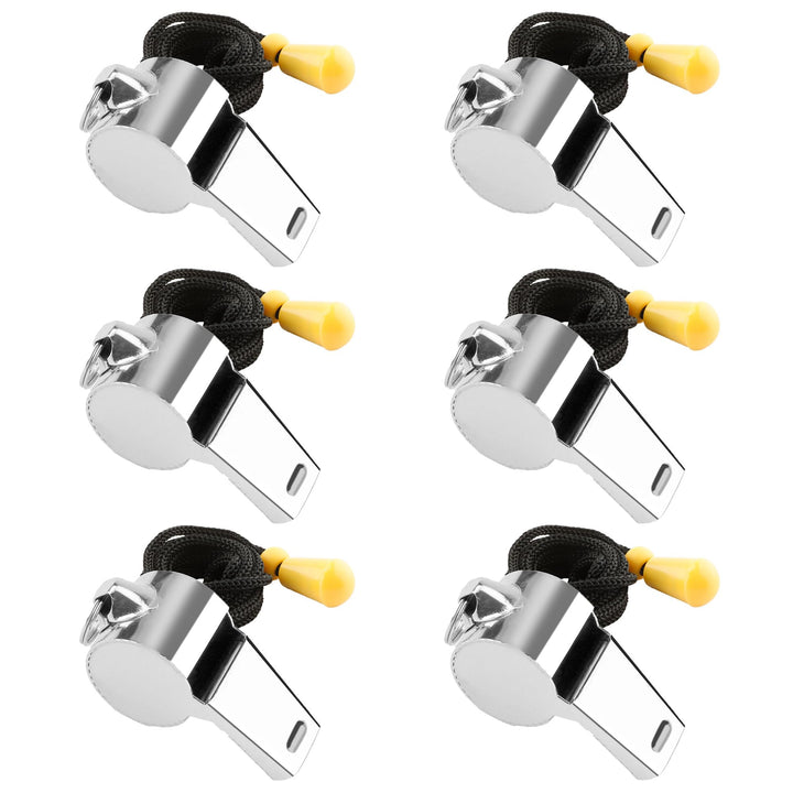 Bsofing 6 PCS Whistles, Whistle for Coaches, Referee Whistle, Coaches Whistle, Stainless Steel Sports Whistles, Whistle for Teachers, Whistles for Adults with Lanyard, Loud Crisp Sound