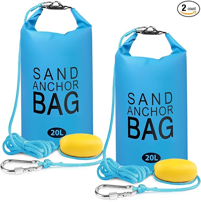 20L Sand Anchor Bag, 2 in 1 Jet Ski Anchor Kit for Float with Adjustable Buoy, Waterproof Dry Bag for Jetski, Kayak, Boat, Water Sports - Blue
