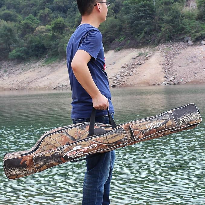 Sougayilang Folding Fishing Rod Case Organizer Pole Storage Bag Rod Reel Tackle Carrier Fishing Rod Bag Fishing Case