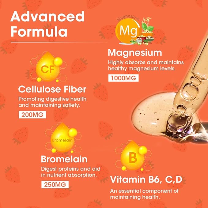 Magnesium Glycinate Liquid Drops,1000 mg Liquid Magnesium Supplement with Bromelain, Vitamin B6 C D, High Absorption Magnesium Complex for Night, Muscle & Energy Support, 2 Fl Oz (Pack of 2)