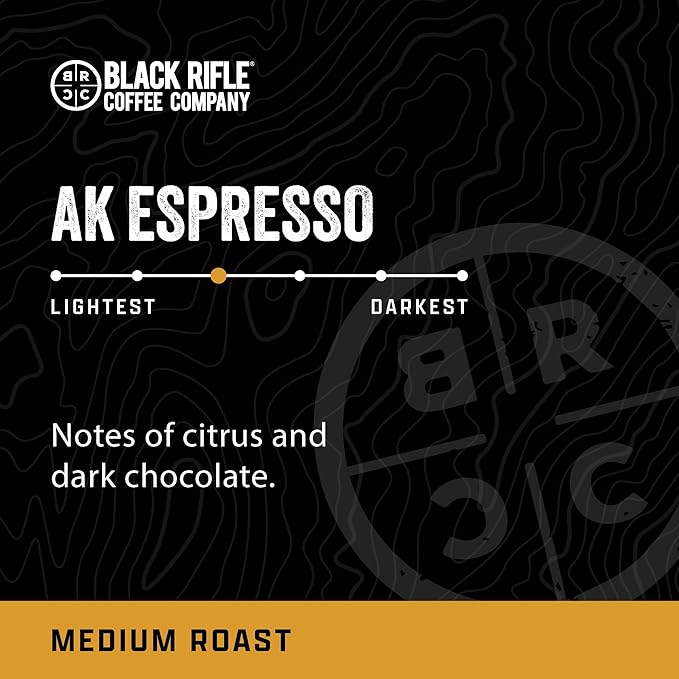 Black Rifle Coffee Company AK Espresso, Medium Roast Coffee Pods, 32 Single Serve Coffee Pods