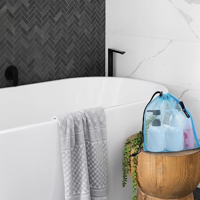 iMucci 12 Pieces 6 color Mesh Drawstring Bag with Clips, Nylon Drawstring Bags Pocket Foldable Beach Bag with Cord Lock for Swimming Collecting Toys Laundry Sports Gym Beach Travel