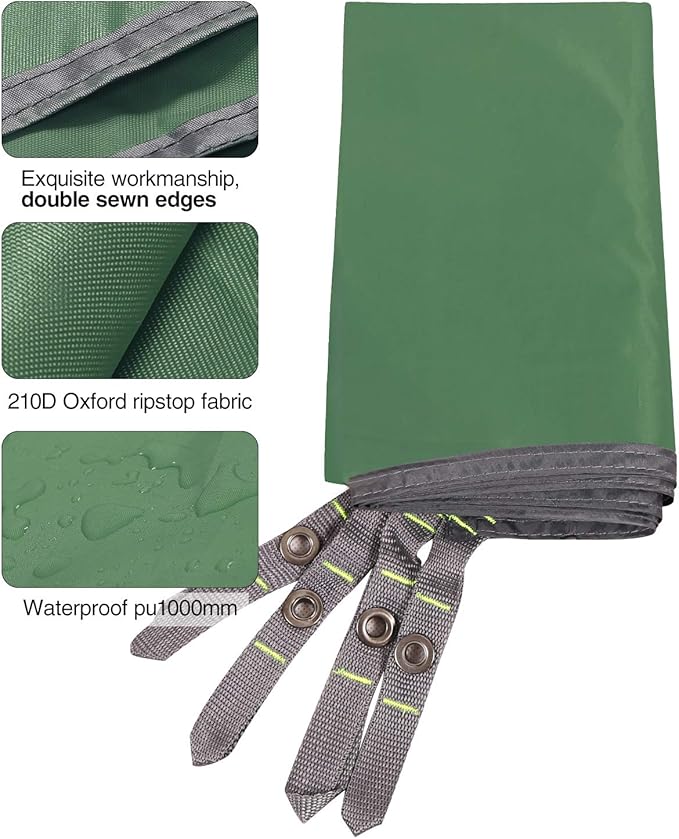 REDCAMP Waterproof Camping Tarp Lightweight to Cover Sun or Rain, Large Compact Tent Tarp Footprint for Ground or Under Tent, Green 95"x83"