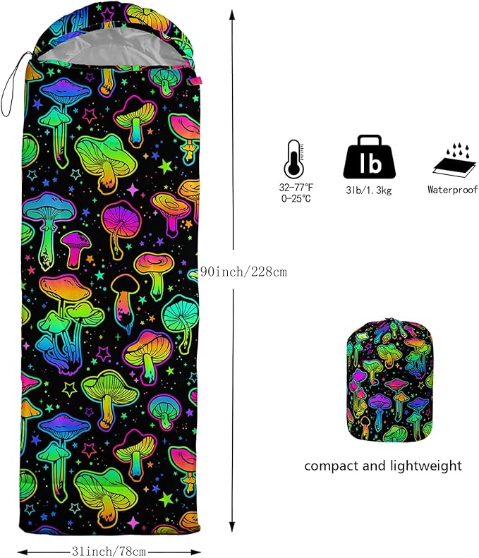 AILONEN Kids Floral Cat Camping Sleeping Bags,Lightweight & Waterproof,3 Season Warm & Cool Weather,Kawaii Kitten Sleeping Bags for Girls Adults,Travelling,Outdoors