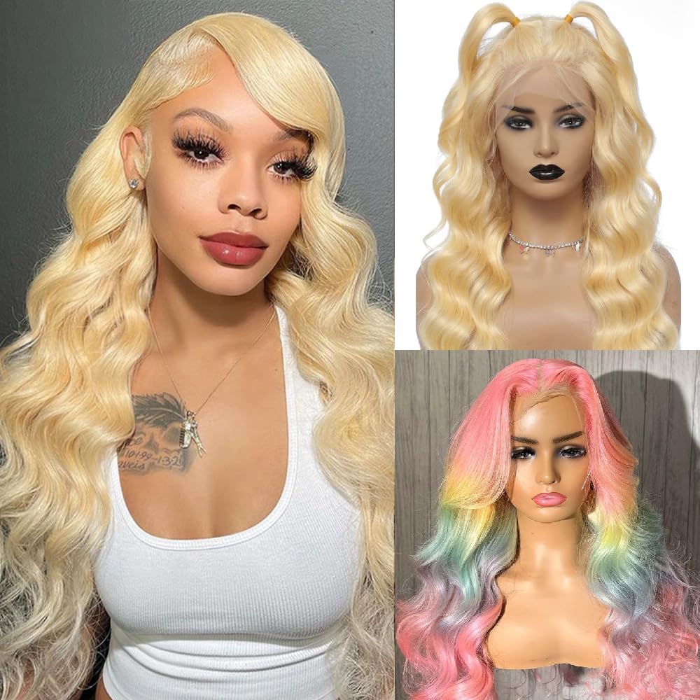 Avolo 613 Lace Front Wig Human Hair 13X6 Transparent Lace Blonde Lace Front Wigs Human Hair Pre Plucked 613 Body Wave Lace Front