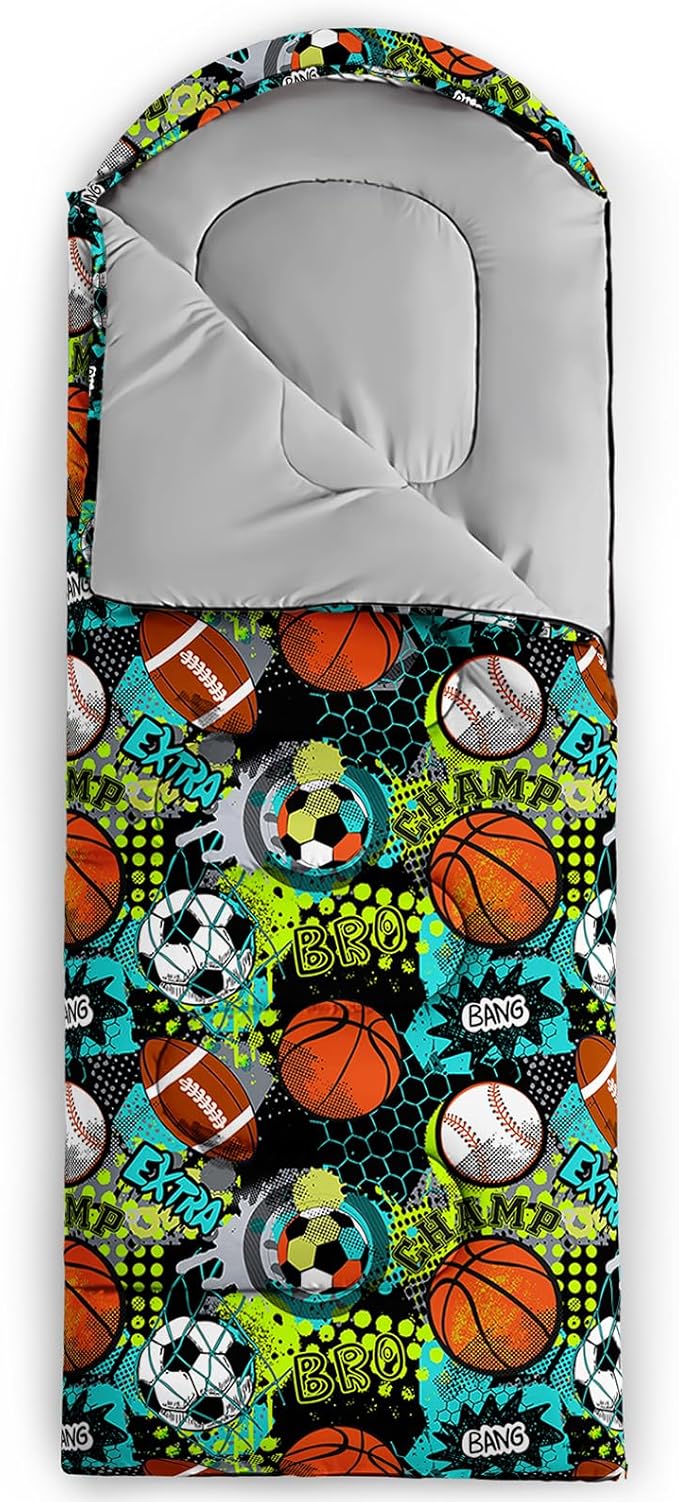 AILONEN Cartoon Fox Camping Sleeping Bag for Boys Girls Adults,Lightweight & Waterproof,3 Season Warm & Cold Weather,Portable,Kawaii Fox Printed Sleeping Bag,Traveling,Camping,Hiking