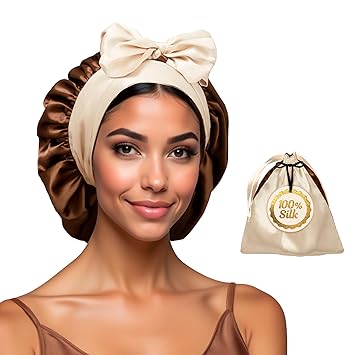100% Mulberry Silk Sleep Mask for Women & Men - Black Blindfold Eye Cover with Adjustable Straps Night Time Wrap Headband Washing Face Blackout Hair
