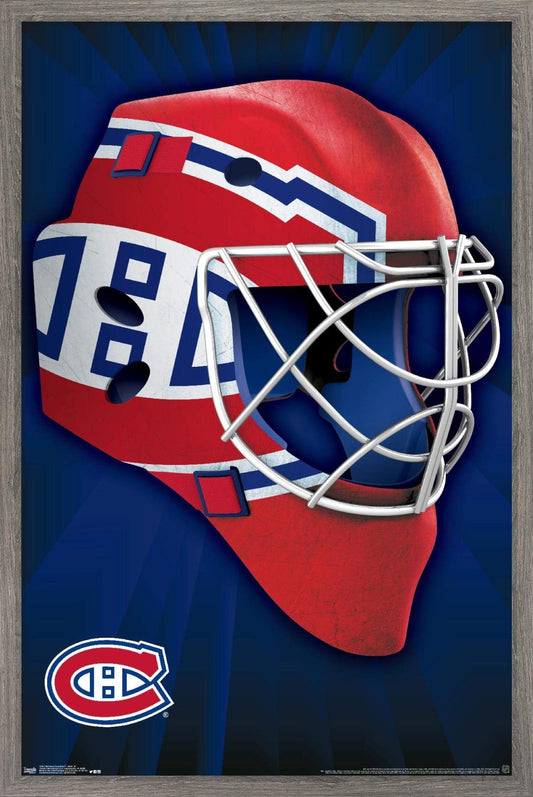 Trends International NHL Montreal Canadiens - Mask 16 Wall Poster, 14.725" x 22.375", Barnwood Framed Version