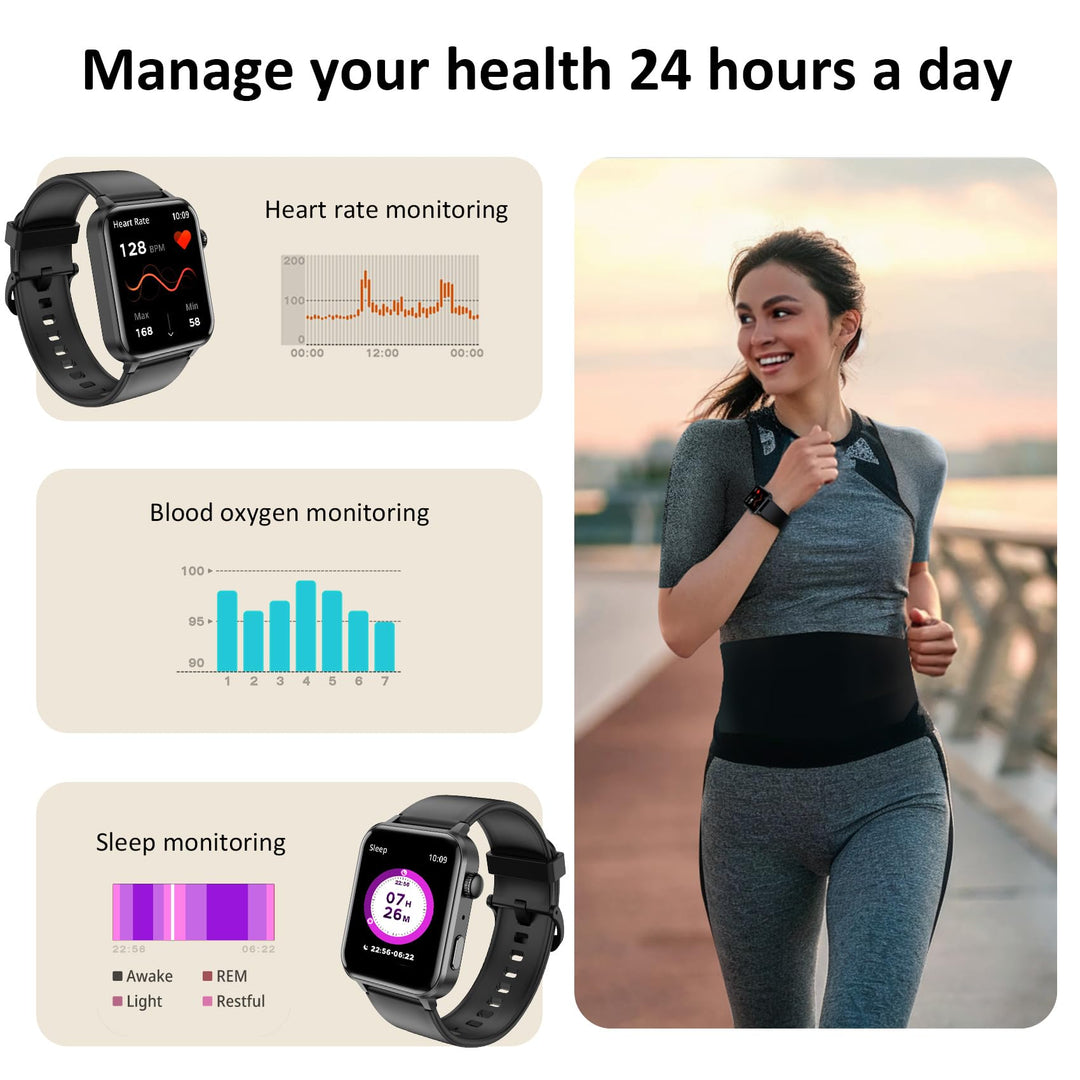 Fitness Tracker 2024 (Answer/Make Calls),Smart watch for Men Women,1.85'' Smartwatch with 24/7 Heart Rate and SpO2,SleepTracker,100+Sport,Pedometer,IP68 Waterproof Activity Trackers for Android iPhone