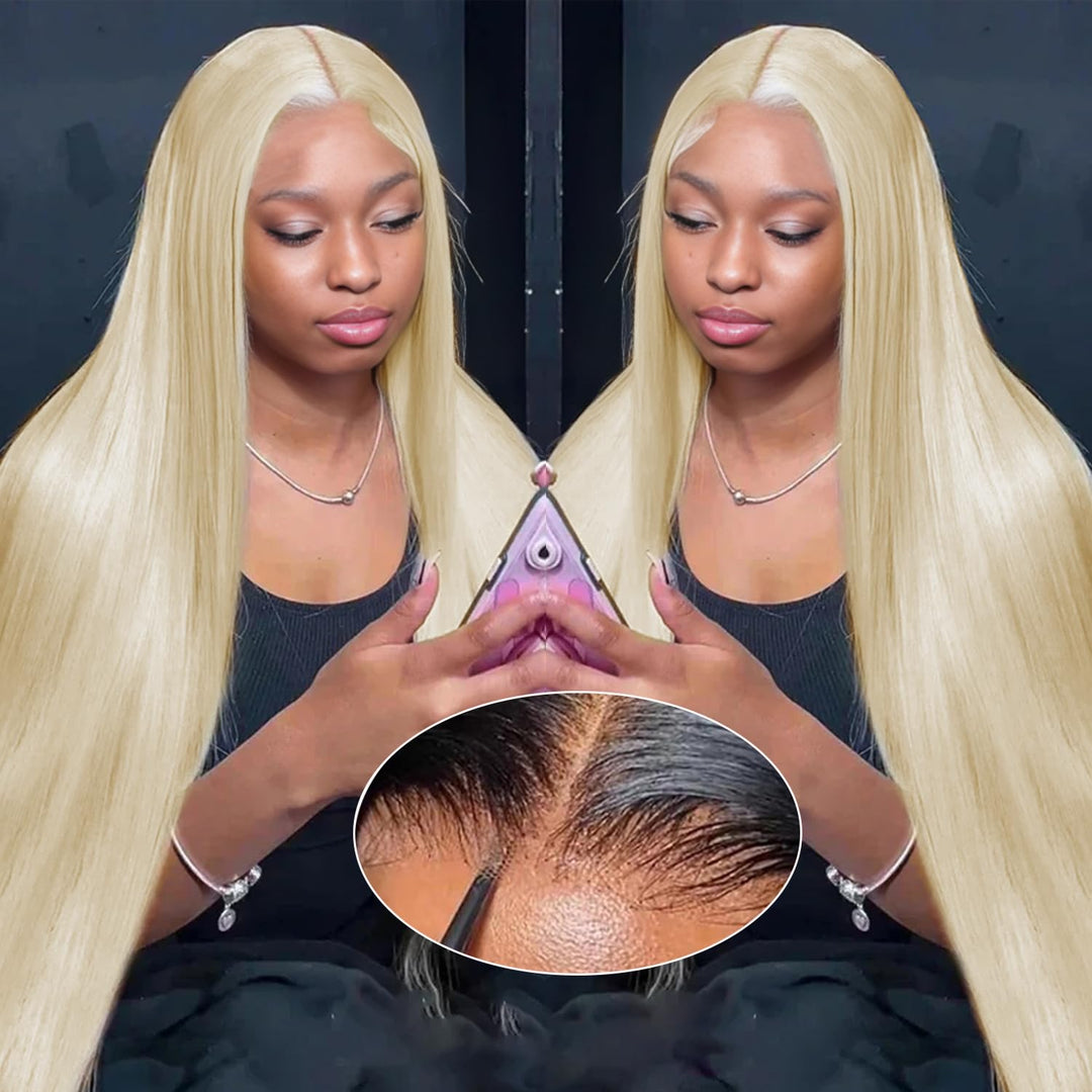GUDOZO 613 Lace Front Wigs Human Hair 9x6 HD 200% Density Blonde Glueless Wigs Human Hair Pre Plucked Pre Cut Straight Glueless Wigs Human Hair wigs for Black Women 30 inch