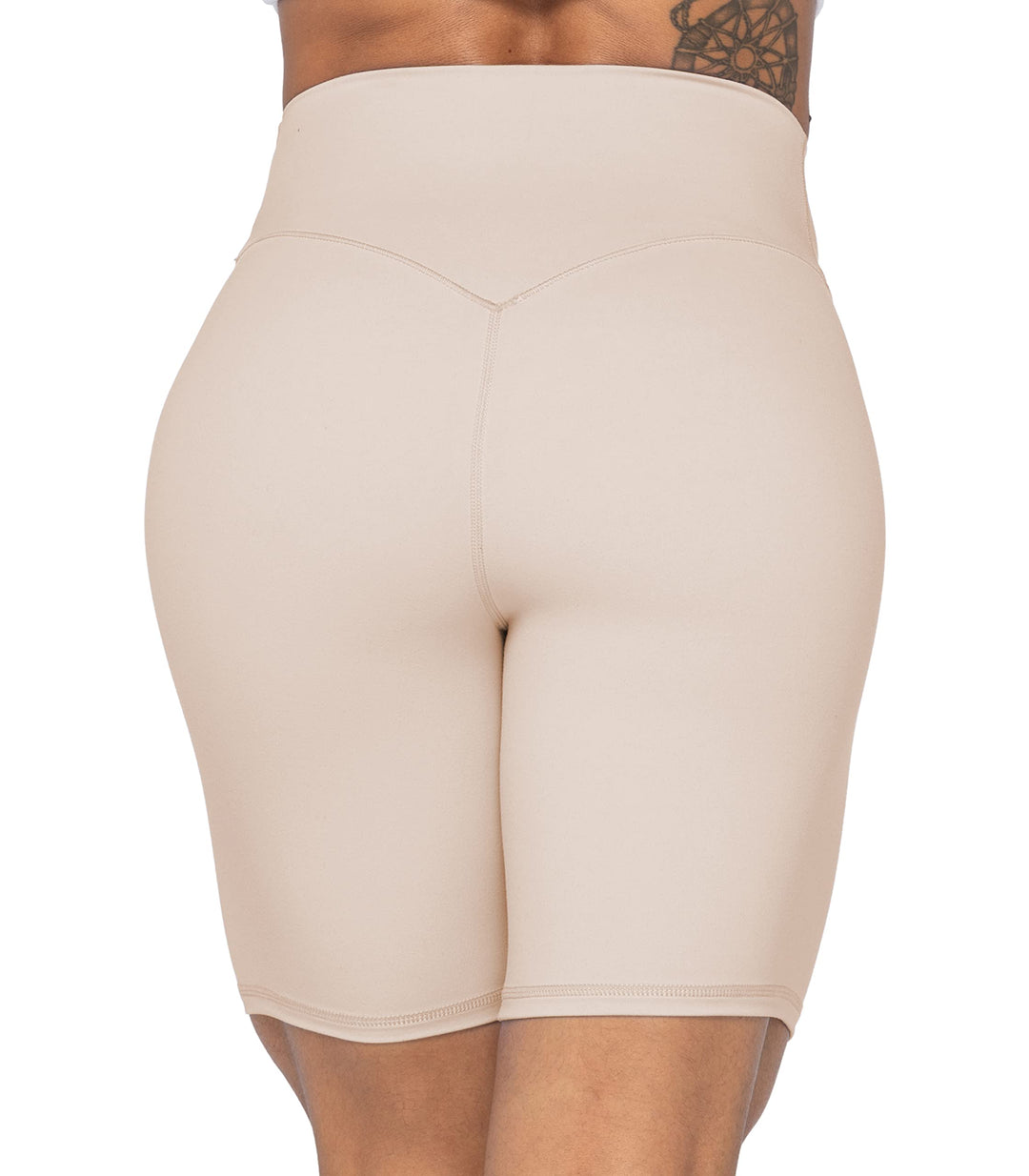 Sunzel 8" High Waist Biker Shorts for Women No Front Seam Soft Yoga Workout Gym Bike Shorts Tummy Control Squat Proof Beige