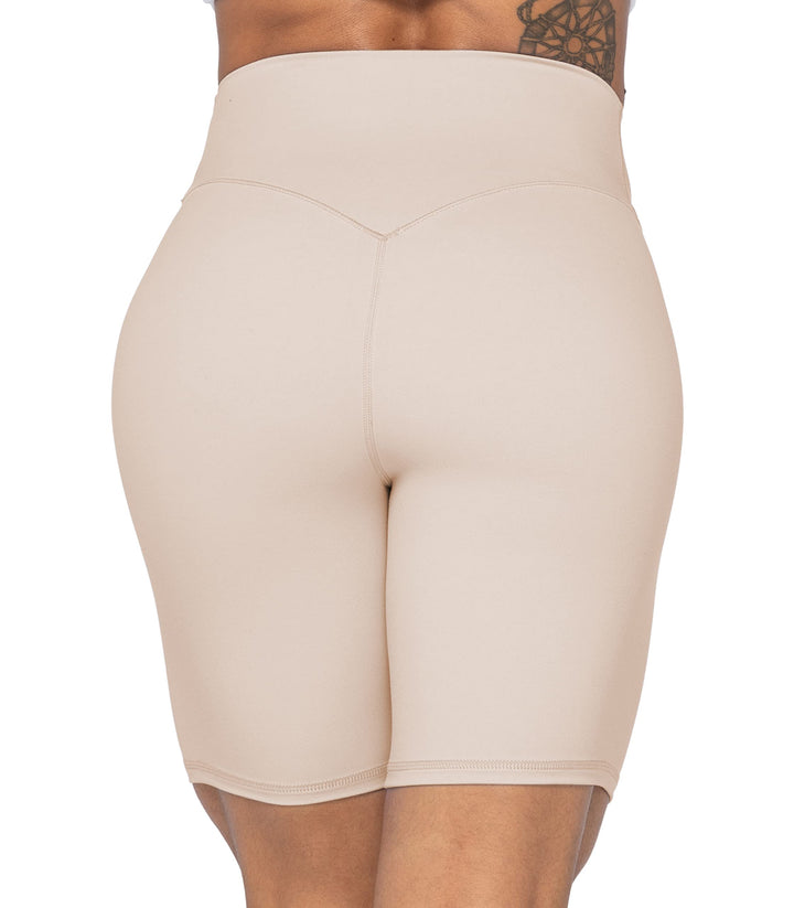 Sunzel 8" High Waist Biker Shorts for Women No Front Seam Soft Yoga Workout Gym Bike Shorts Tummy Control Squat Proof Beige