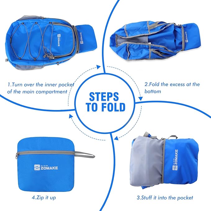 ZOMAKE Lightweight Packable Backpack 28L, Foldable Backpacks Water Resistant Collapsible Day Bag Light Daypack for Hiking
