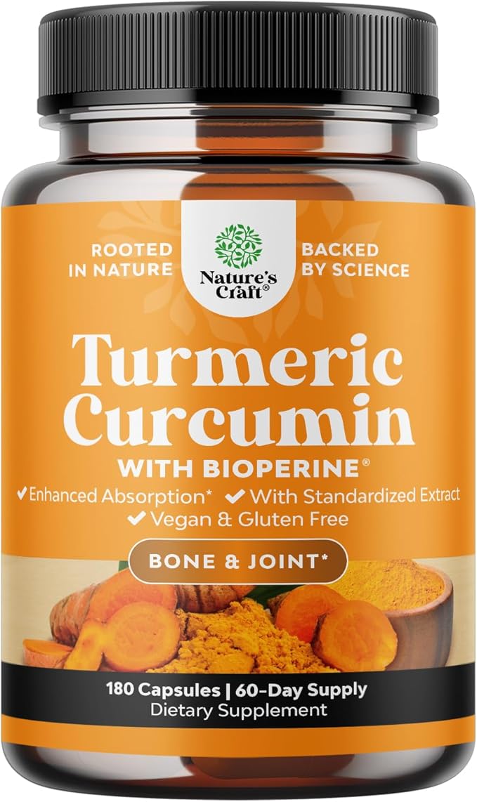 Turmeric Curcumin with Black Pepper Extract - Joint Health Turmeric Supplement with 95% Curcuminoids - Daily Joint Support Supplement with Turmeric Curcumin with Bioperine for Enhanced Absorption
