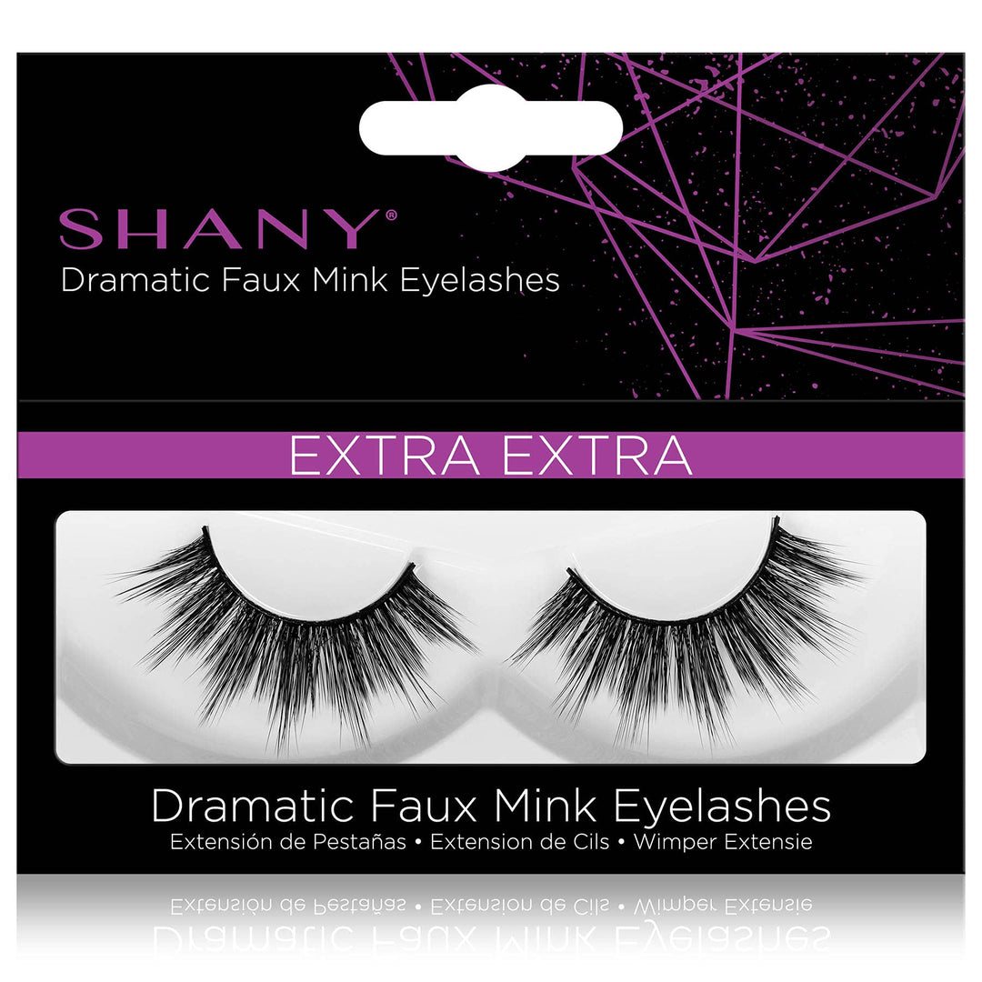 SHANY Classic Faux Mink Eyelashes - Durable Single Pair 3D Reusable Fluffy and Soft Strip Lash with Medium Volume - EXTRA EXTRA