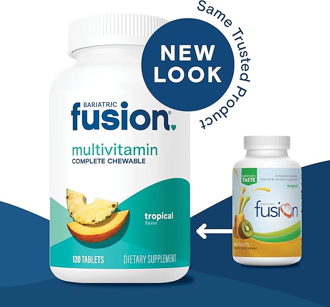 Bariatric Fusion Bariatric Multivitamin with Iron Complete Chewable | Tropical Flavor | Post Bariatric Vitamins for Gastric Bypass and Sleeve Gastrectomy | One Month Supply