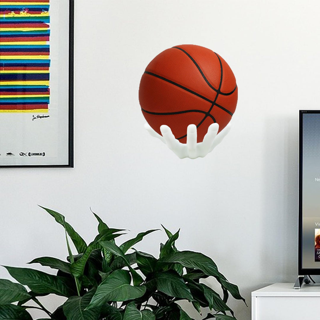 BOAMAU Hand Shaped Basketball Holder Wall Mount Gifts Basketball Room Decor Accessories Art Ball Decor Stand for Basketball, Football, Soccer, Volleyball(white)