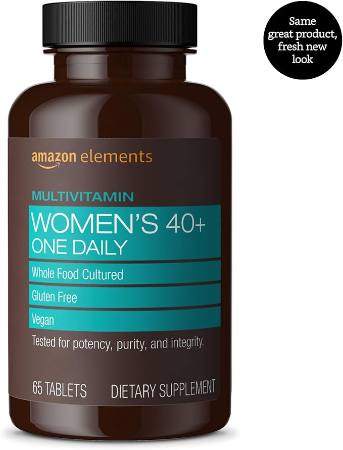 Amazon Elements Women‚ 40+ One Daily Multivitamin, 66% Whole Food Cultured, Vegan, 65 Tablets, 2 Month Supply (Packaging May Vary) (Pack of 2)