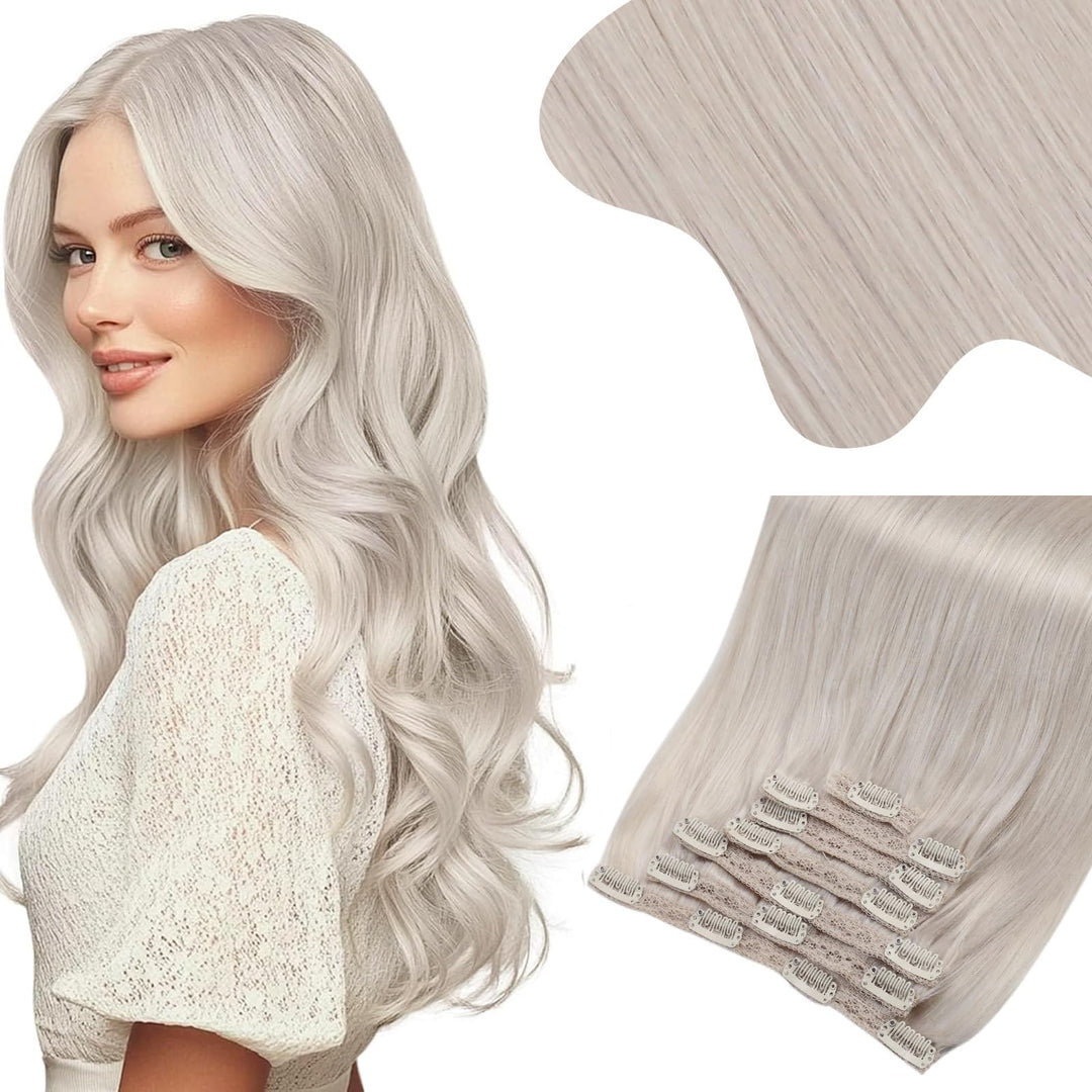 Moresoo Clip In Hair Extensions Real Human Hair Blonde Hair Extensions For Women Clip In Human Hair Double Weft Clip In Human Ha