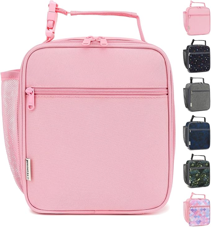 Lunch Box for Kids Boys Girls Men Women, Insulated Small Soft Cooler Lunch Bag Kit for School Work Picnic Travel - Reusable Portable lunchbox, Pink