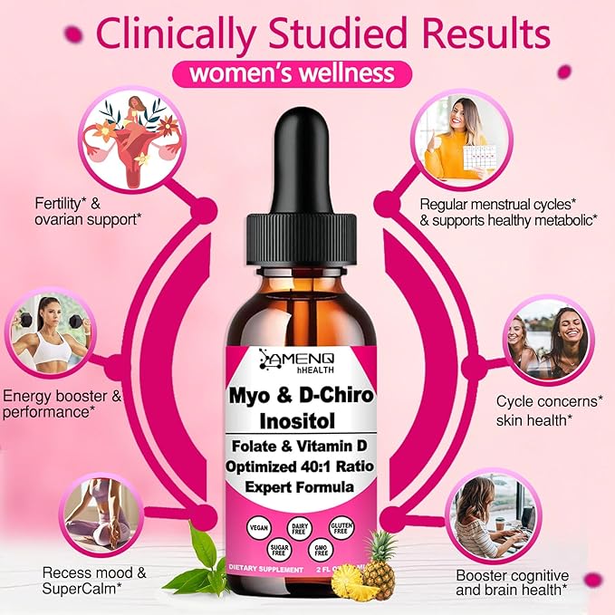 Myo-Inositol & D-Chiro Inositol Supplement for Women, Ideal 40:1 Ratio Inositol Multivitamin w. Folate Magnesium Vitamin D3, Inositol Complex for Mood Energy Fertility Hormone Balance Ovarian Support*
